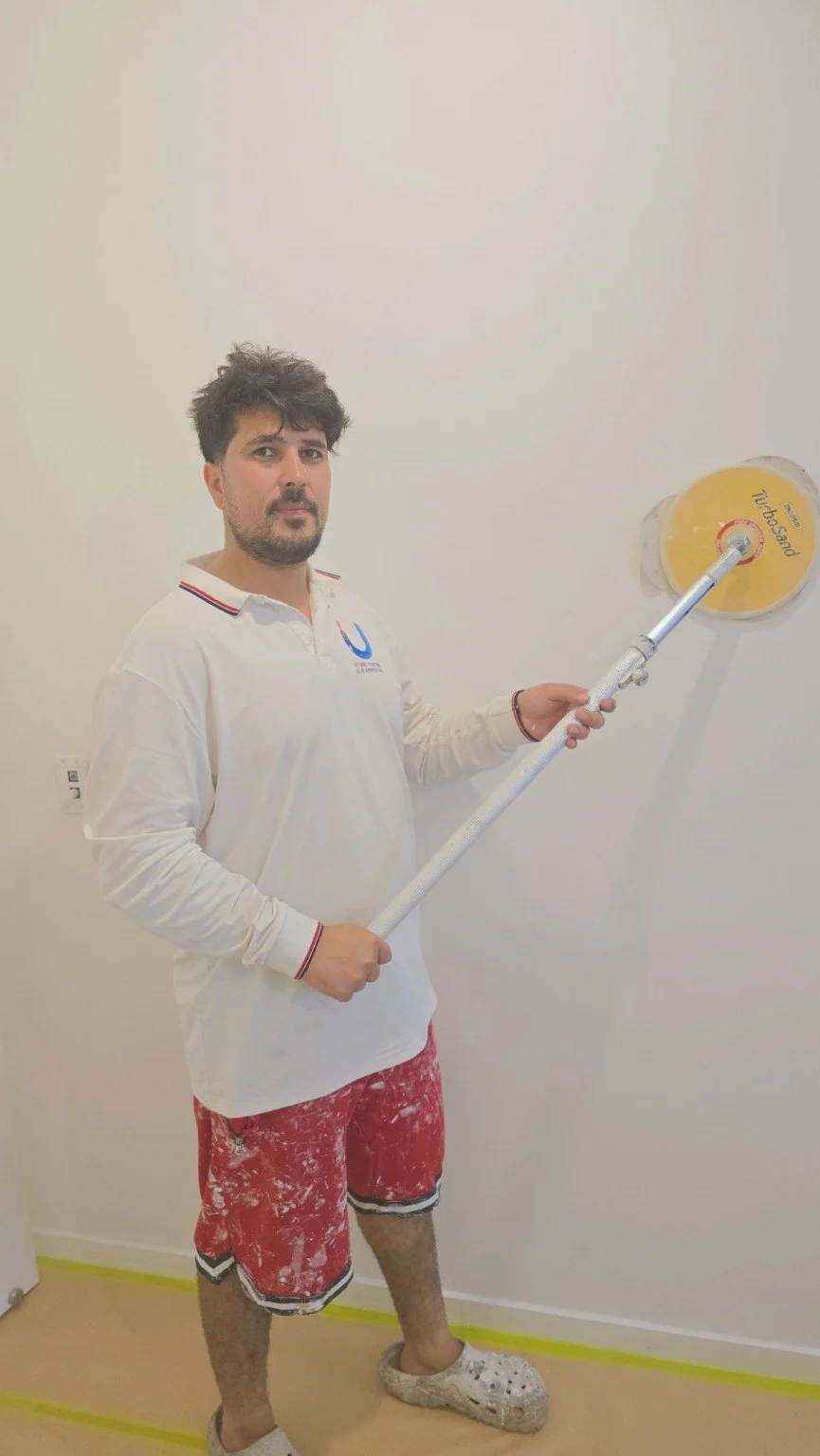 Sanding an interior wall